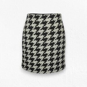 Vintage 90s Talbots Black White Houndstooth Wool Blend Pencil Skirt Size 6P